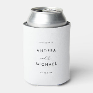 Romantic Heart Script Minimalist Modern Wedding Can Cooler