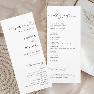 Romantic Heart Script Minimalist Modern Wedding Program
