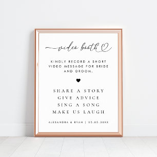 Romantic Heart Script Wedding Video Booth Sign