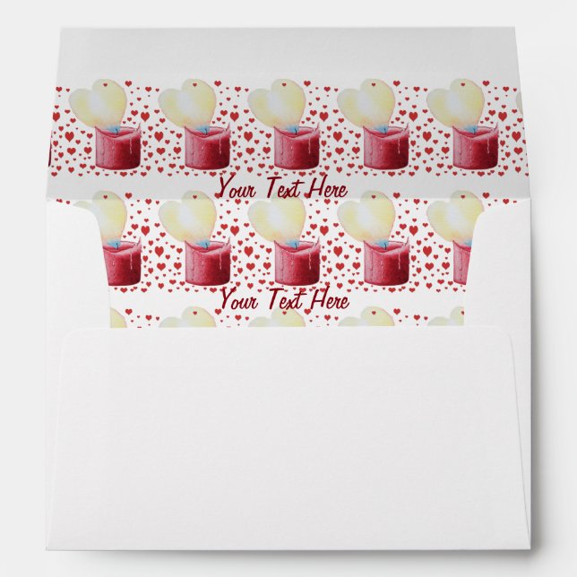 romantic heart shaped buring flame red candle envelopes (Back (Bottom))
