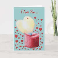 romantic heart shaped burning flame red candle art