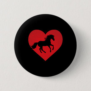 Romantic Heart Shaped Horse Equestrian Lover Valen 6 Cm Round Badge
