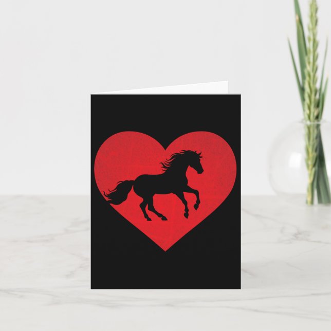 Romantic Heart Shaped Horse Equestrian Lover Valen Card (Front)