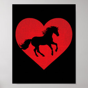 Romantic Heart Shaped Horse Equestrian Lover Valen Poster