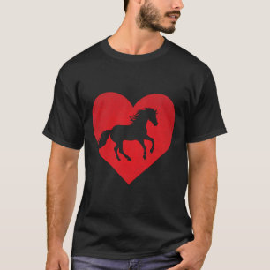 Romantic Heart Shaped Horse Equestrian Lover Valen T-Shirt