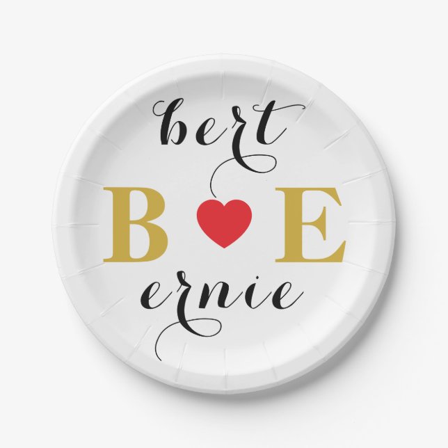 Romantic Heart Sign Paper Plates Fall in Love Them (Front)