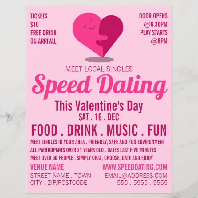 Romantic Heart, Speed Dating Event Advertising Flyer (Front)