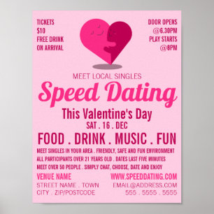 Romantic Heart, Speed Dating Event Advertising Poster