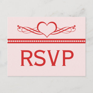 Romantic Heart Swirls RSVP Postcard