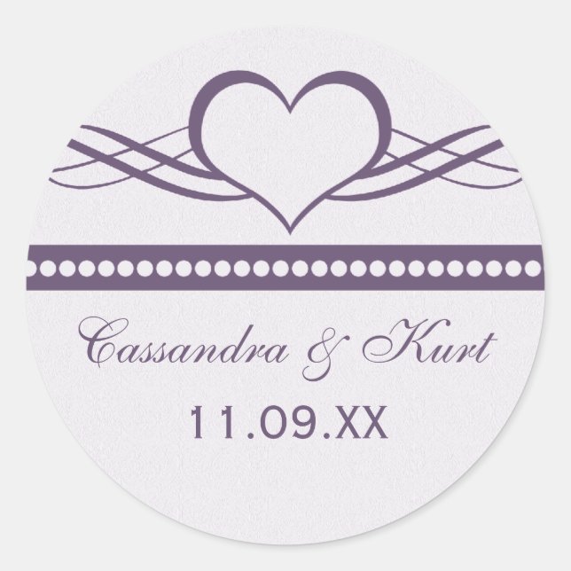 Romantic Heart Swirls Wedding Stickers (Front)