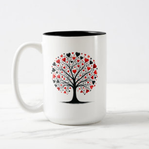 Romantic Heart Tree Watercolor Illustration Two-Tone Coffee Mug