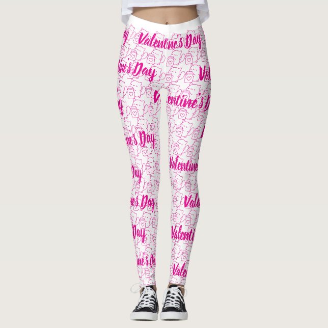 Romantic Heart Valentine’s Day Design Leggings (Front)