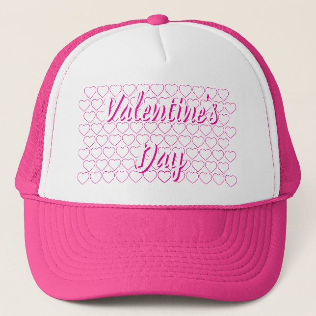 Romantic Heart Valentine’s Day Design Trucker Hat (Front)