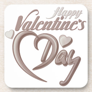 Romantic Heart Valentine’s Day Script Typography  Coaster