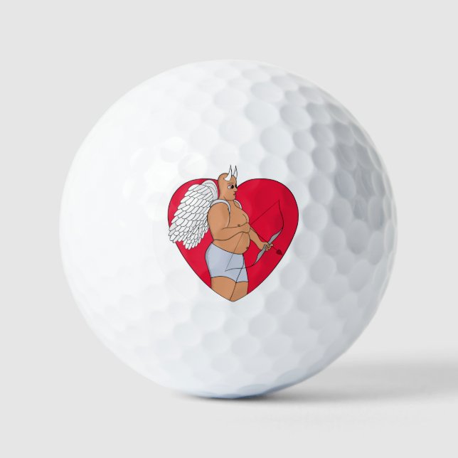 Romantic Heart With an Unusual Cupid Golf Balls (Front)