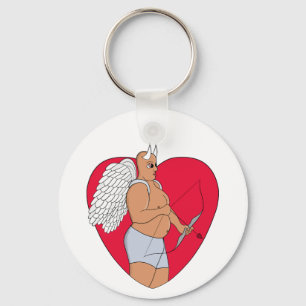Romantic Heart With an Unusual Cupid Key Ring
