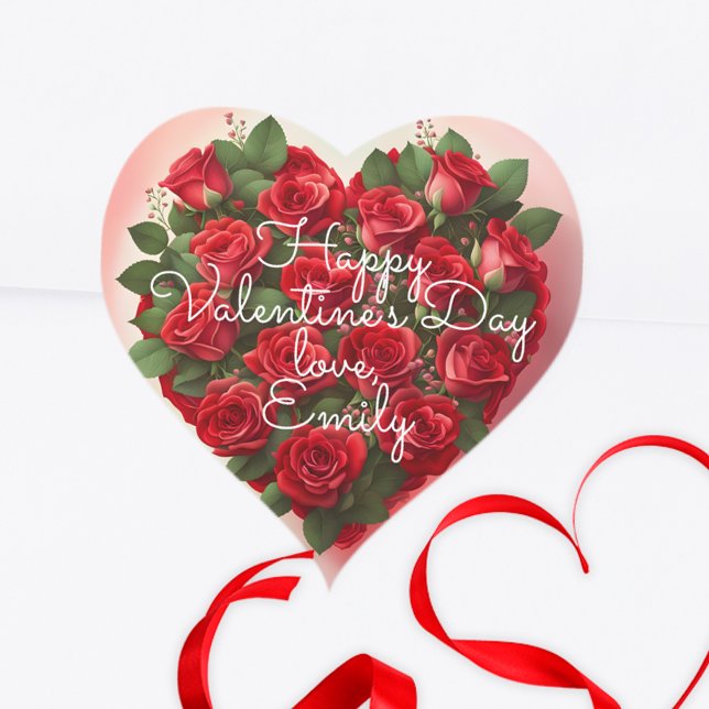 Romantic Heart with Red Roses Valentine's Day Sticker (Creator Uploaded)