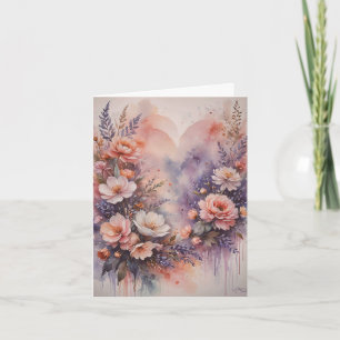 Romantic Hearts and Flowers Valentine Card