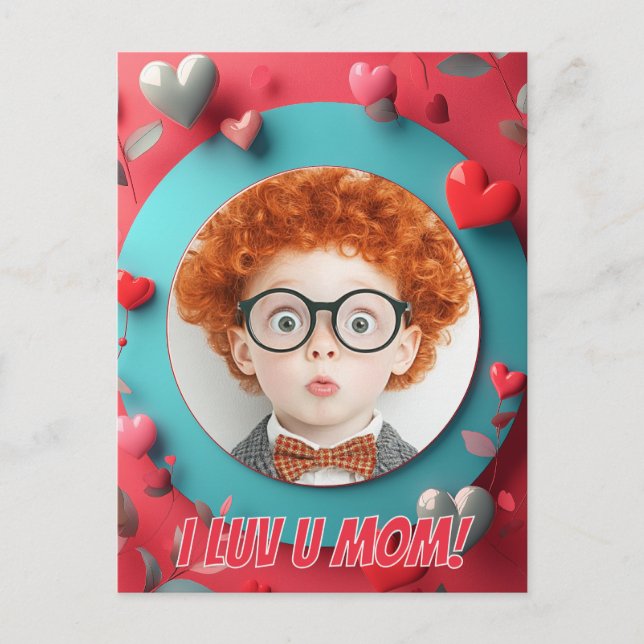 Romantic Hearts Circular Postcard (Front)