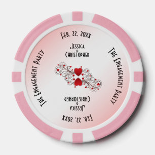 Romantic Hearts Engagement Party Invitation Poker Chips