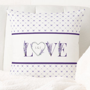 Romantic Hearts Lavender Love Purple Cushion