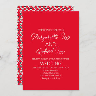 Romantic Hearts Love Red  Black Wedding   Invitation