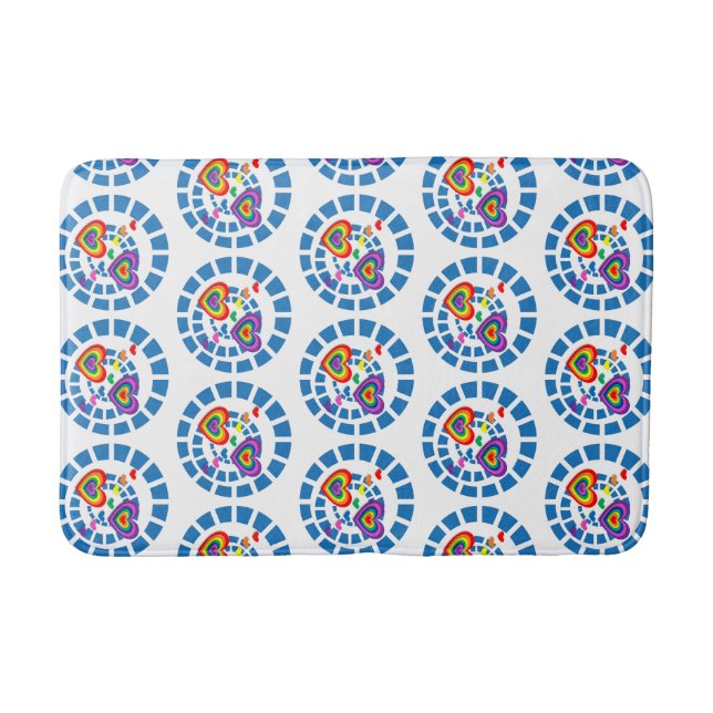 Romantic Hearts Lovely Blue Sphere Elegant Modern  Bath Mat (Front)