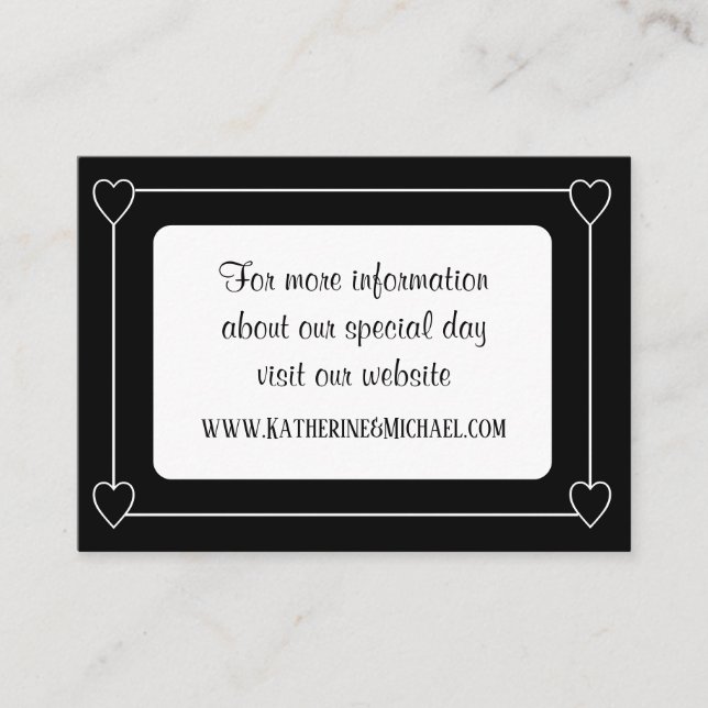 Romantic Hearts Modern Black Simple Wedding Enclosure Card (Front)