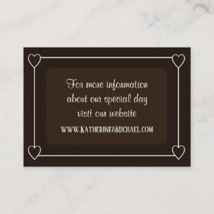 Romantic Hearts Modern Dark Brown Simple Wedding Enclosure Card