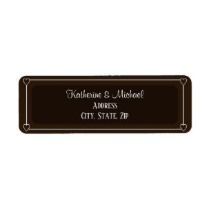 Romantic Hearts Modern Dark Brown Simple Wedding Return Address Label