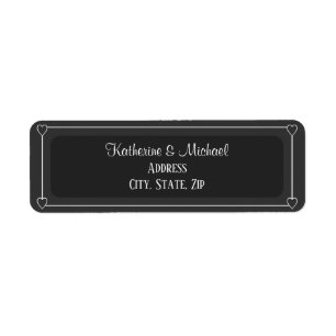 Romantic Hearts Modern Dark Gray Simple Wedding Return Address Label