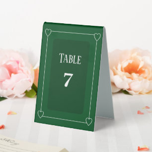 Romantic Hearts Modern Dark Green Number Wedding