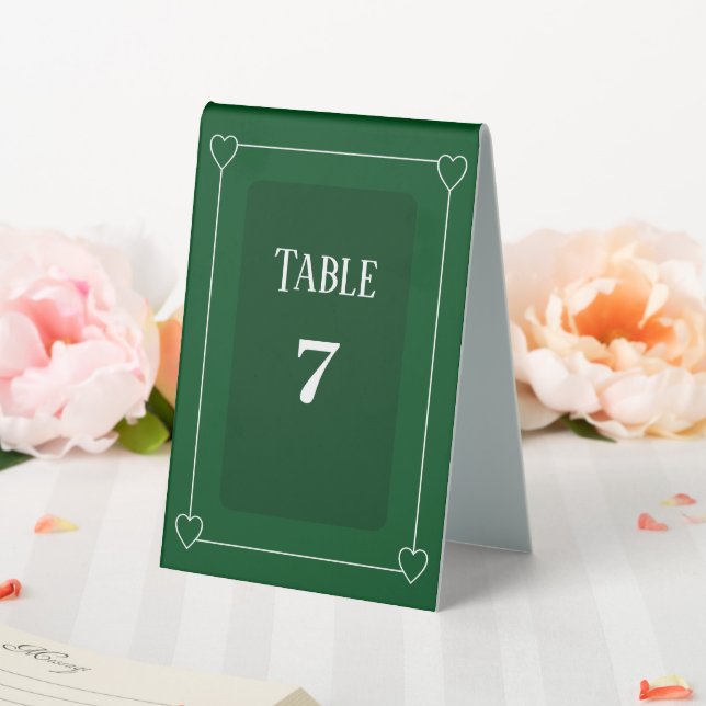 Romantic Hearts Modern Dark Green Number Wedding (In SItu (Wedding))