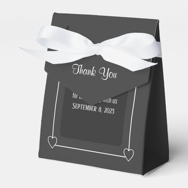 Romantic Hearts Modern Dark Grey Simple Wedding Favour Box (Front Side)