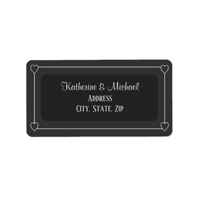 Romantic Hearts Modern Dark Grey Simple Wedding Label (Front)