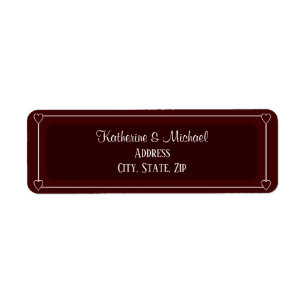 Romantic Hearts Modern Dark Red Simple Wedding Return Address Label