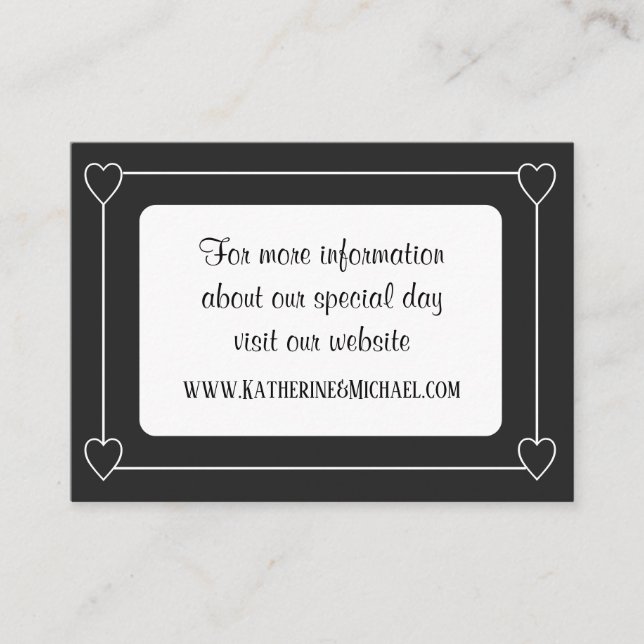 Romantic Hearts Modern Grey and White Wedding Enclosure Card (Front)