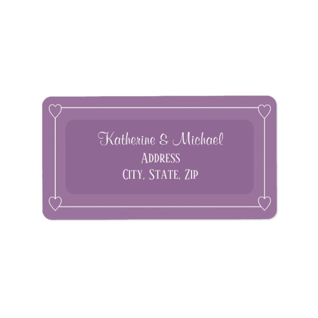 Romantic Hearts Modern Light Purple Simple Wedding Label (Front)