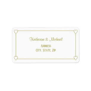 Romantic Hearts Modern White Simple Wedding Label