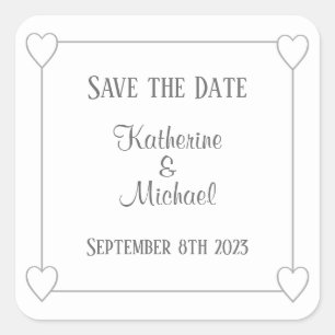 Romantic Hearts Modern White Simple Wedding Square Sticker