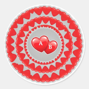 Romantic Hearts Pattern Classic Round Sticker