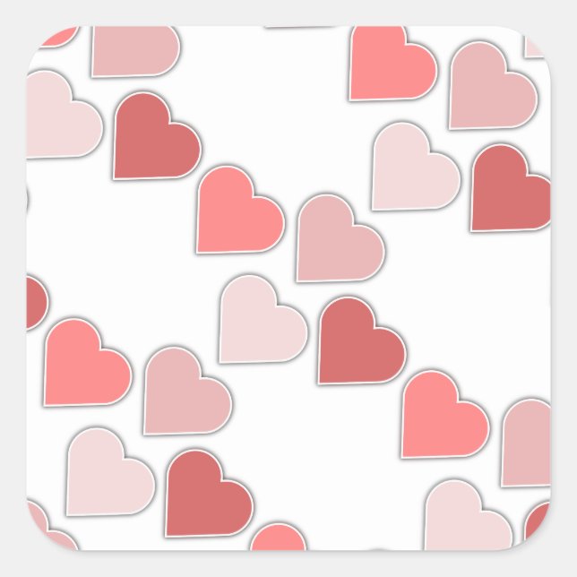 Romantic Hearts Pattern Square Stickers (Front)