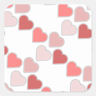 Romantic Hearts Pattern Square Stickers