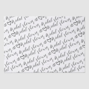 Romantic Hearts Rings Pink Pattern Bridal Shower Tissue Paper