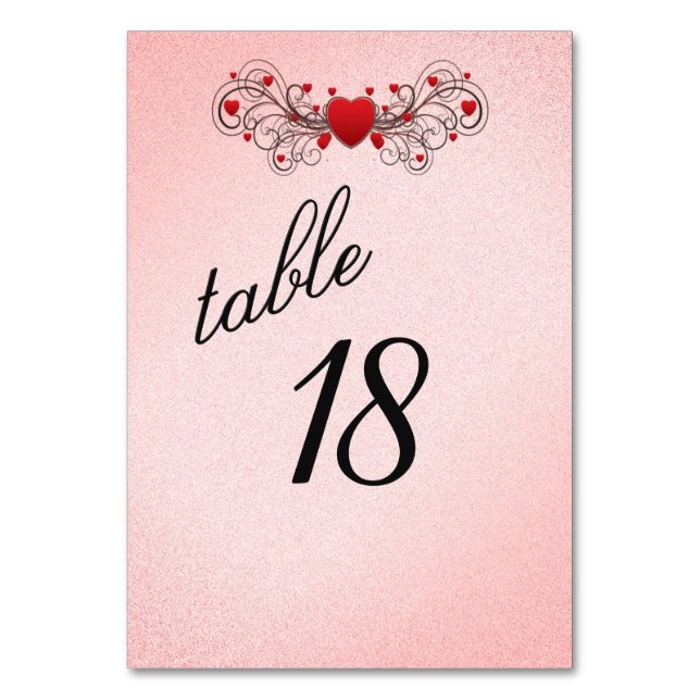 Romantic Hearts Table Number (Front)