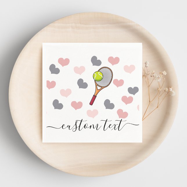 Romantic Hearts & Tennis Racket Kids Party Napkins (Creator Uploaded)