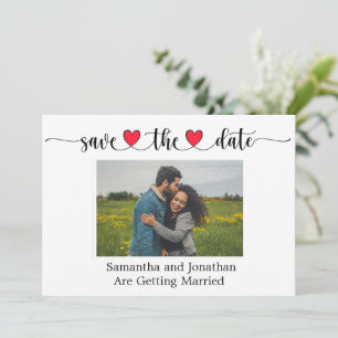 Romantic Hearts Typography Save the Date Card