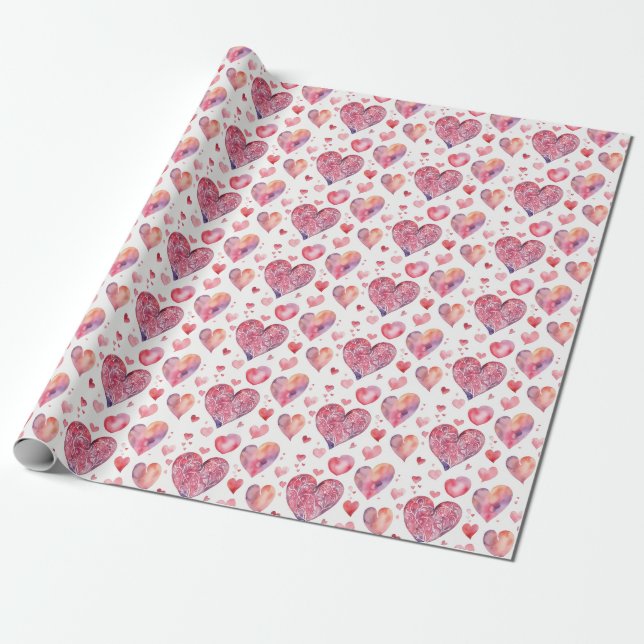 Romantic Hearts Wrapping Paper (Unrolled)