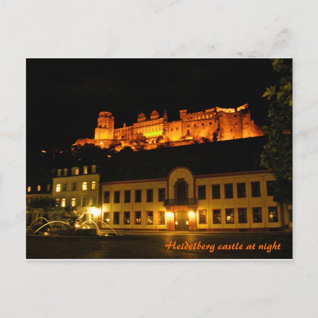 Romantic Heidelberg castle at night Postcard (Front)