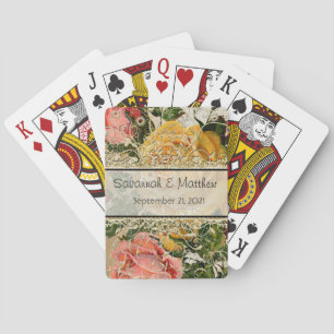 Romantic Heirloom Vintage Floral Rose Gold Playing Cards